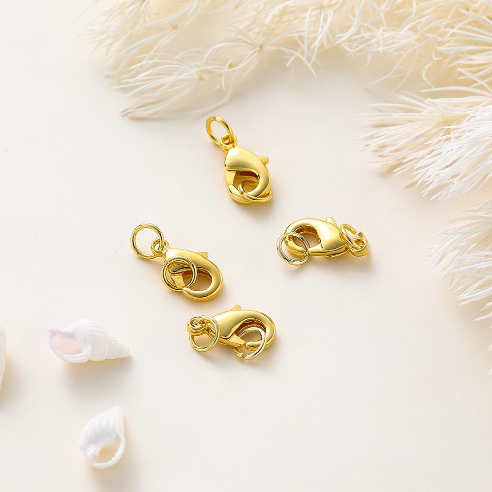 10pcs/lot 14K 18K Gold Lobster Clasps With Jump Ring Necklace Bracelet Extender Chain Connectors For DIY Jewelry Making Findings