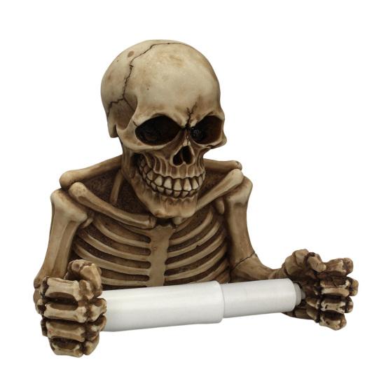 Держатель для туалетной бумаги в виде черепа, настенный, держатель для хранения рулонов туалетной бумаги, смола, фигурка скелета, готический аксессуар для ванной комнаты