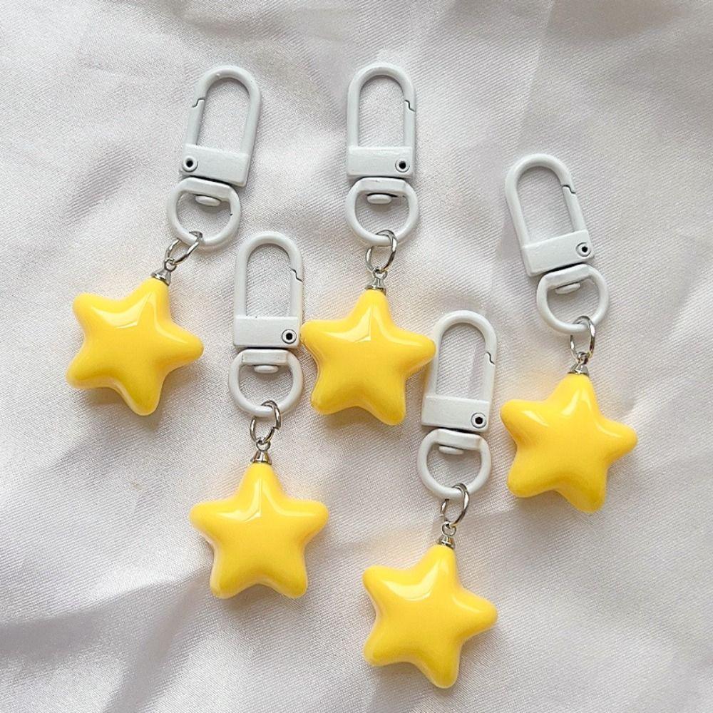 Stars Yellow Pink Stars Keychain Chubby Chubby Milk Yellow Star Keychain   Girls Gifts