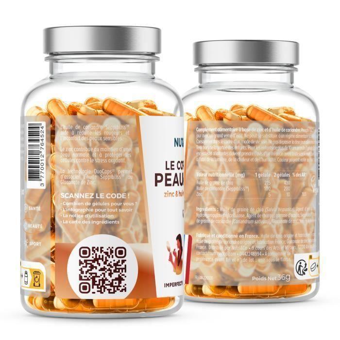 Probiotique Peau Nette - Imperfections &amp; Acné - Zinc + Ortie - 60 gélules Vegan - Nutri&amp;Co