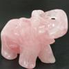 1.5" Carved Rose Quartz Elephant Lucky Ornament Craft Feng Shui Statue Figurine