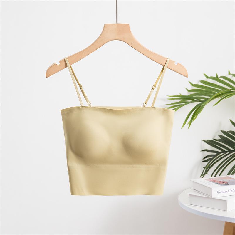 Seamless One-Shoulder Ice Silk Tube Top Camisole - Light Sports Style for Summer