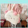 Cute Headphones Cat Plush Backpack With Peach Decoration For Casual Use Daily