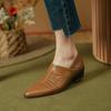 2024 Retro Women Pumps Thick Heels Pointed Toe Genuine Leather Concise Shoes Woman Spring Summer Basic Office Lady Working New