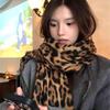 Осенний Зимний Утолщенный Женский Шарф Леопардовый Принт Бахрома Колледжный Стиль Универсальный Тепловой Шарф-Шарф Модный Аксессуар