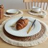 Круглые салфетки 25/38 см из натуральной лозы с кисточками, подставки под приборы, тарелки, плетеные из соломы, салфетки для обеденного стола из ротанга