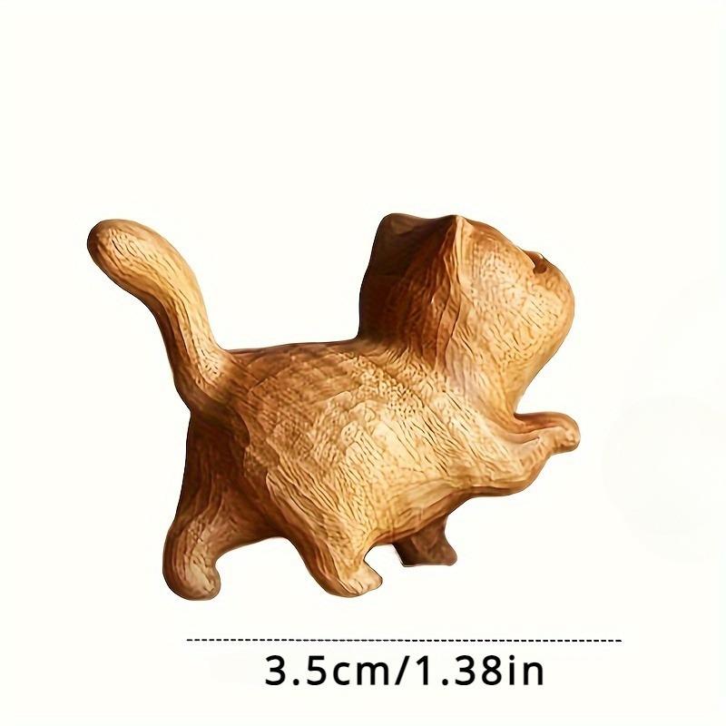 Cat Model Crafts Hand-carved Wooden Cat Statue Cute Tiny Cat Sculpture Cartoon Creative Animal Figurine Kids Gifts