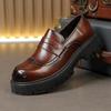 Мужские повседневные кожаные туфли тренд большая голова лоферы на одной педали мужские деловые толстая подошва увеличивающие большой размер мужские