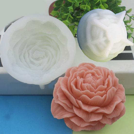 Cake Mold Easy To Demould Convenient Cleaning Reused Thin Soft Make Aromatherapy Silicone Big Peony Candle Mold Household Supplies