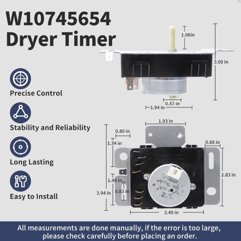 W10745654 Влагозащищенный таймер для сушильной машины RGD4516FWO RGD4640YQ0 RGD4640YQ2 RGD4640YQ3 RGD4645EW0