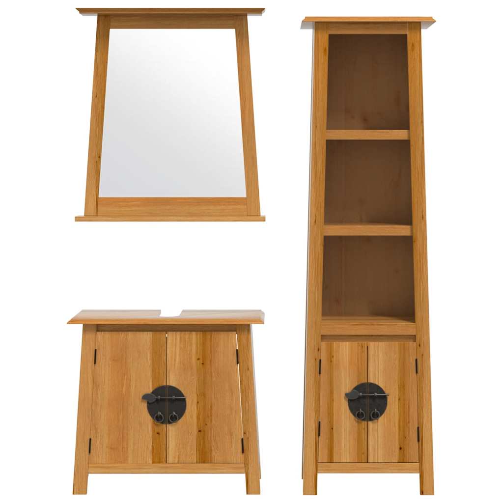 3 Piece Bathroom Furniture Set Solid Pine Wood