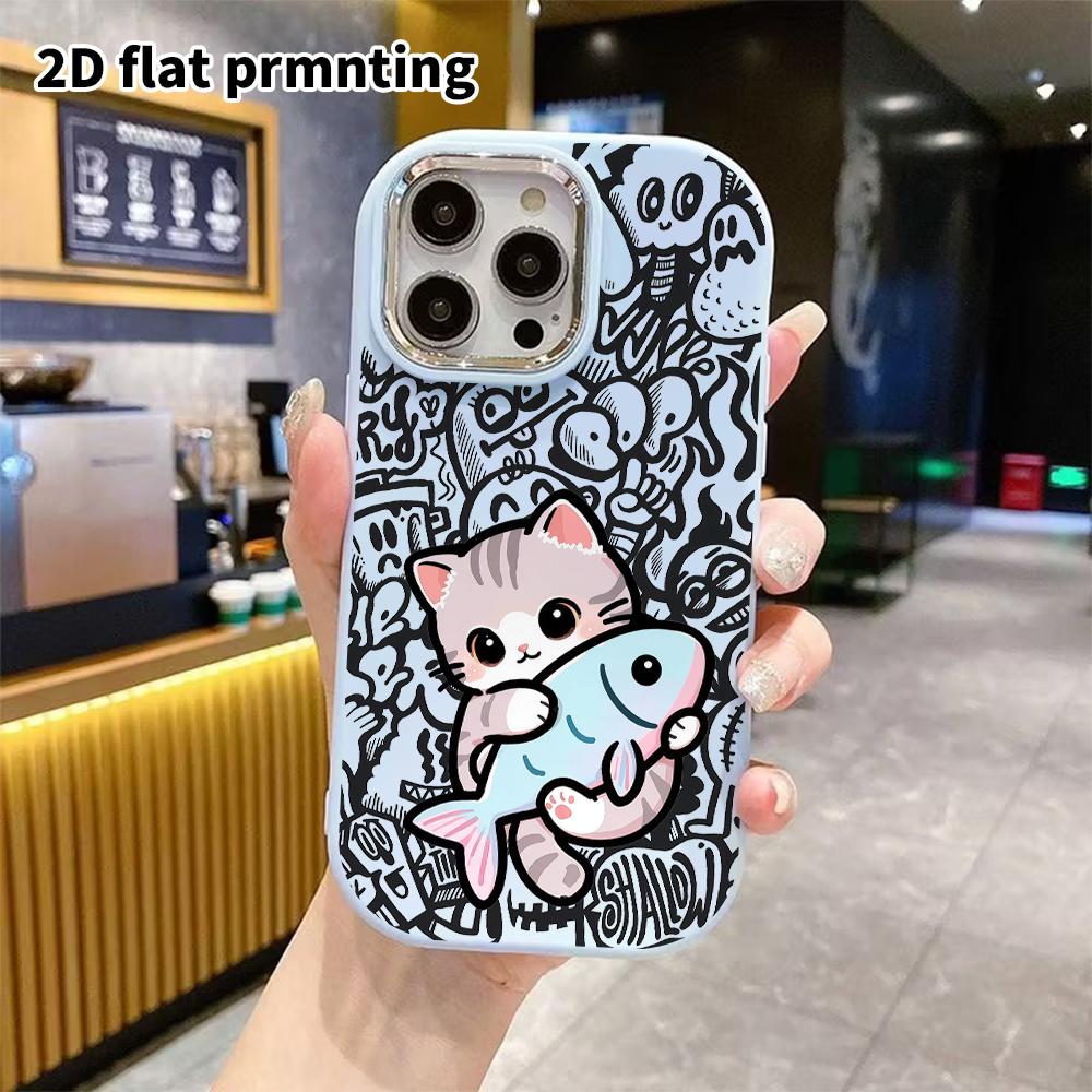 Phone Case: 2D flat design suitable for iPhone 18 17 16 15 14 13 Pro protective case, couple style, gradient big fish, Christmas and Halloween gifts