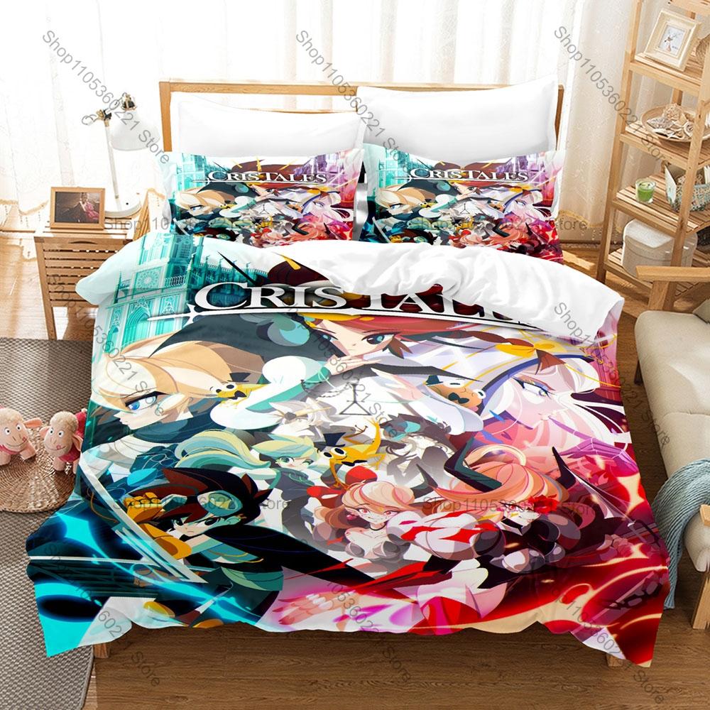 Cris Tales Bedding Set Includes Duvet Cover 2 Pillowcases Hand Drawn Time Magic JRPG Crisbell Fantasy Game Bedroom Decor Gamers