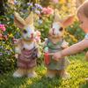 Hare Statues with Carrot and Toadstool Outdoor Decorations Long-Lasting