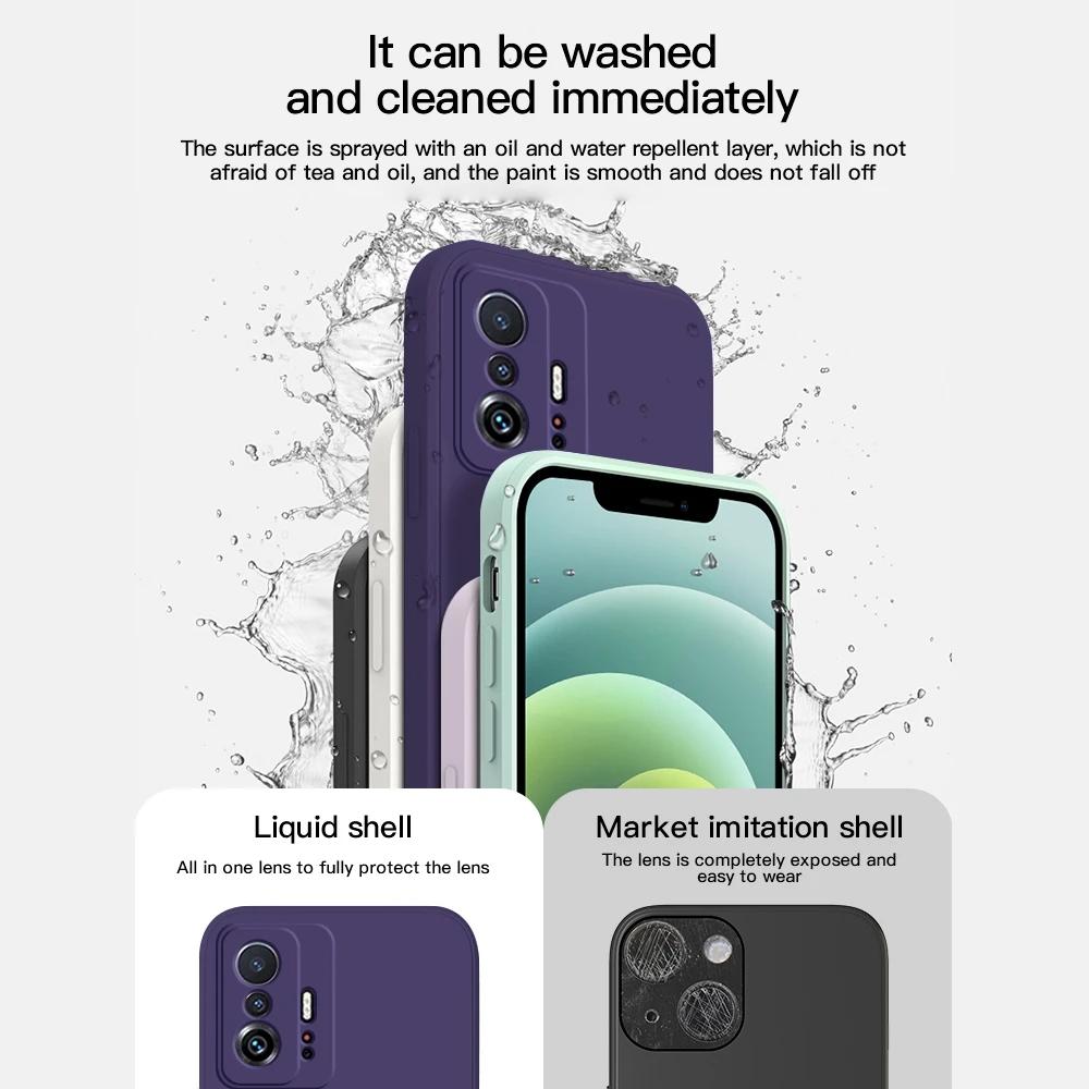 Квадратные чехлы для телефонов из жидкого силикона для Xiaomi Mi11 T 11t Mi11t Pro 12 13T 14 mi 13T pro Мягкий чехол для Xiaomi 11t Pro Задняя крышка