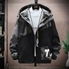 Spring and Autumn Men's Large Size Printed Jackets Youth Hooded Versatile Fat Tops for Men