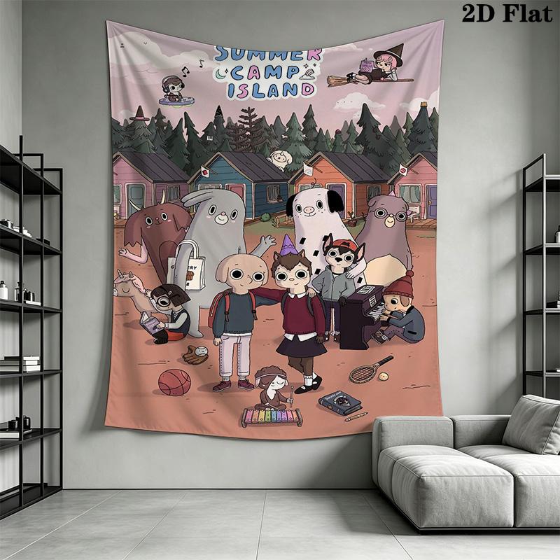 Summer Camp Island cartoon Pattern Home Decor Tapestry, Wall Hanging, Decorative RV Wall Cloth.XGT0914529