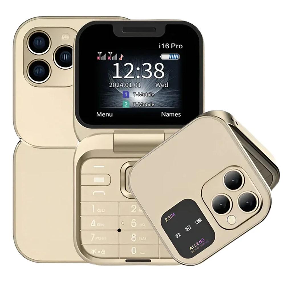 I16 Pro Super Mini с двумя SIM-картами, 1,77-дюймовый HD-экран, раскладной мобильный телефон, 2G GSM, складной телефон с небольшими функциями, Bluetooth, FM-радио, телефон с быстрым набором