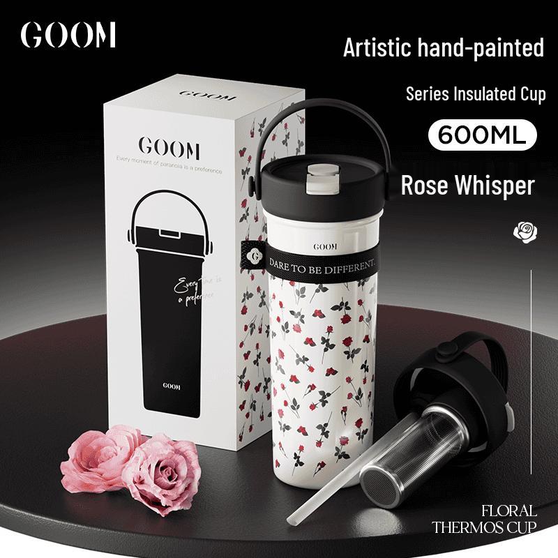 Термокружка GOOM Art с ручной росписью «Шепот розы»