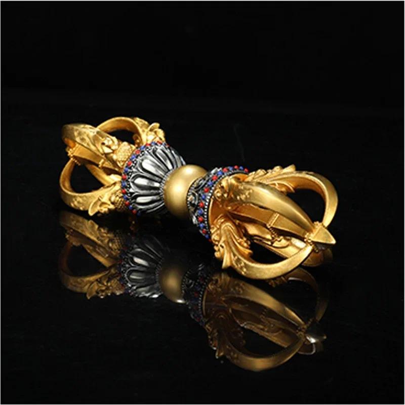 1PCS Home Feng Shui Ornament Copper Five Strand Diamond Pestle Demon Slaying Pestle Zong Silver Ornament Decorative Figurines