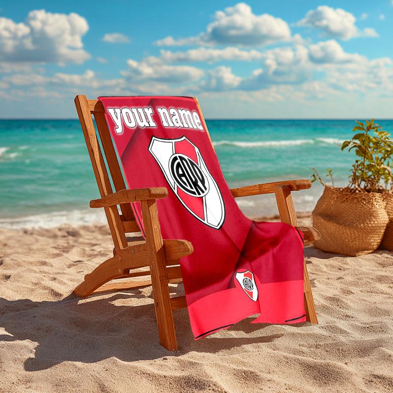 Personalized customized proof beach towel with Atlético River Plate logo pattern - soft, absorbent,quick-drying,perfect