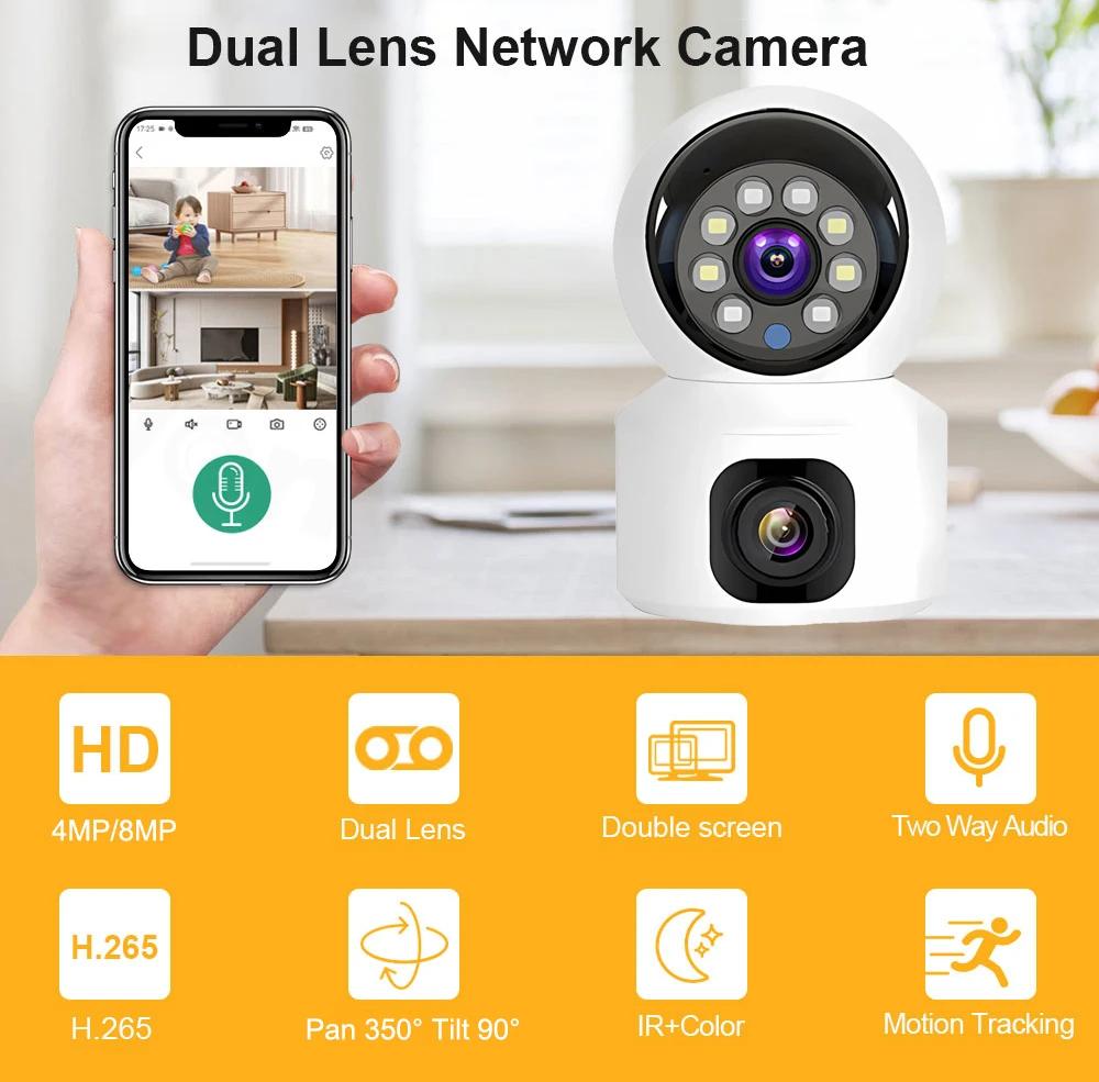 Mini 4G Camera Wireless Dual Lens Night Vision Indoor Baby Monitor AI Human Detect Video Camara V380 Pro CCTVSecurity Protection