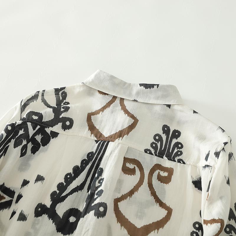 DIMANAF 2025 Новые Женские Топы Рубашки Футболки Однотонные Повседневные Свободные Блузки Осень Принт Хлопок Длинный Рукав