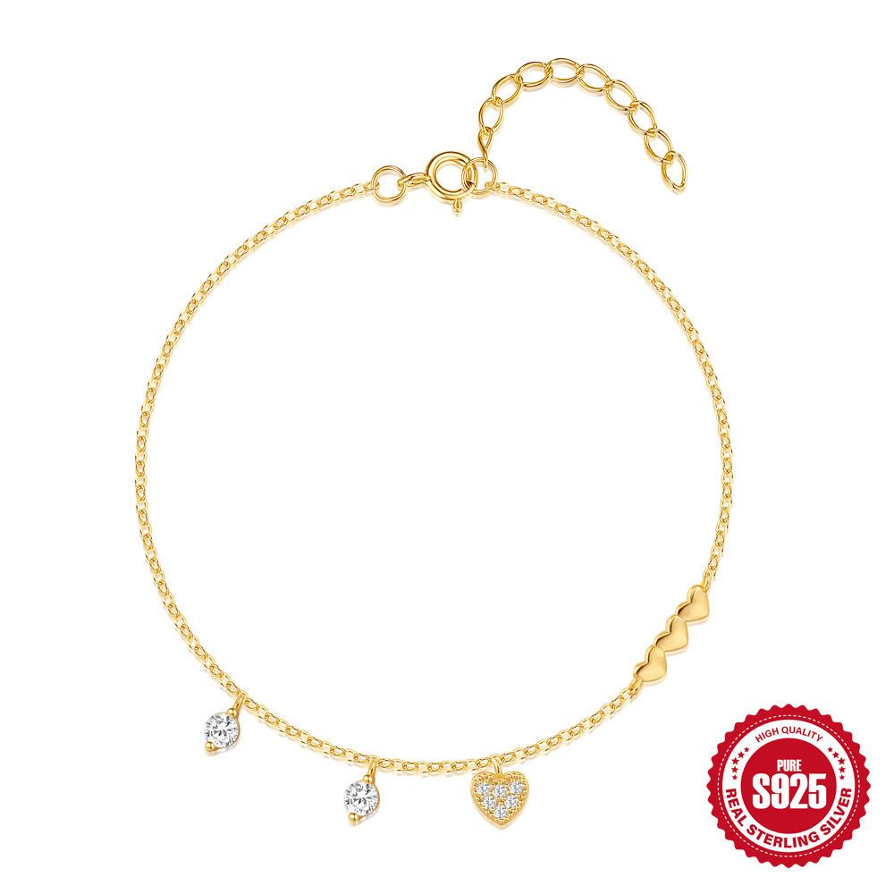 S925 Стерлинговое Серебро Простой Модный Любовь Бриллиант Универсальный Браслет Для Повседневной Носки Универсальные Аксессуары Браслет Браслет