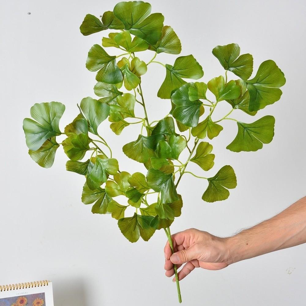 3 Forks Artificial Ginkgo Leaves Branches Elegant Ginkgo Leaf Plant Maintenance Free