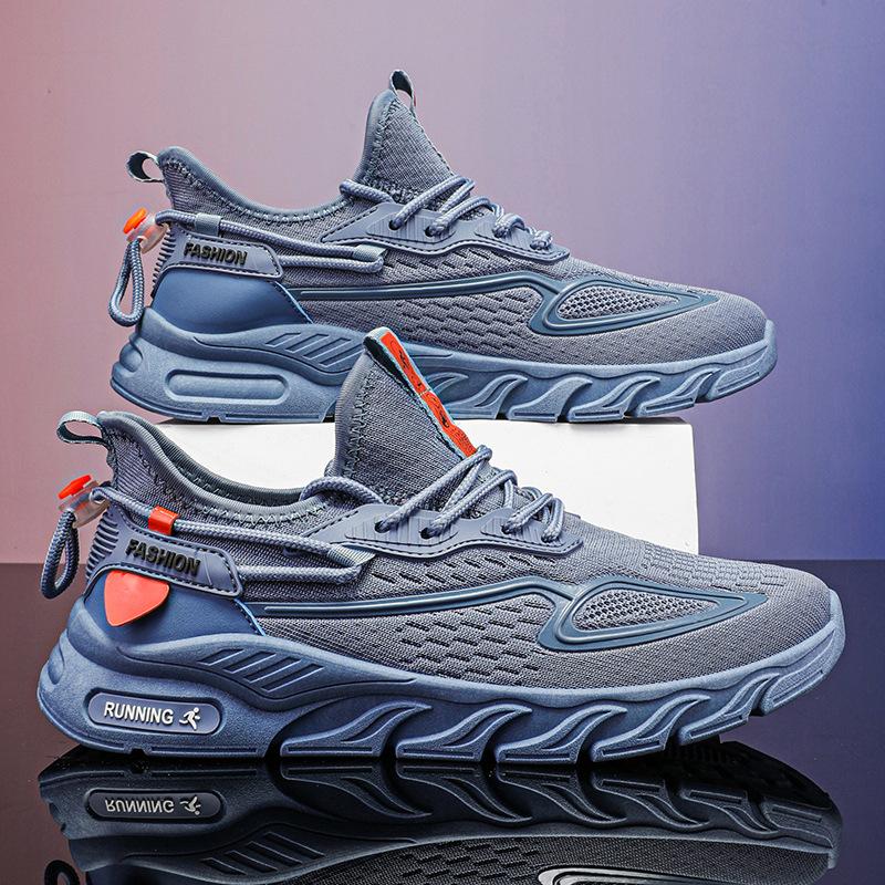 Men's Shoes Autumn Wear Thin Fly-woven Mesh Breathable Casual Versatile Sports Youth Soft Sole Wear-resistant Dad Shoes