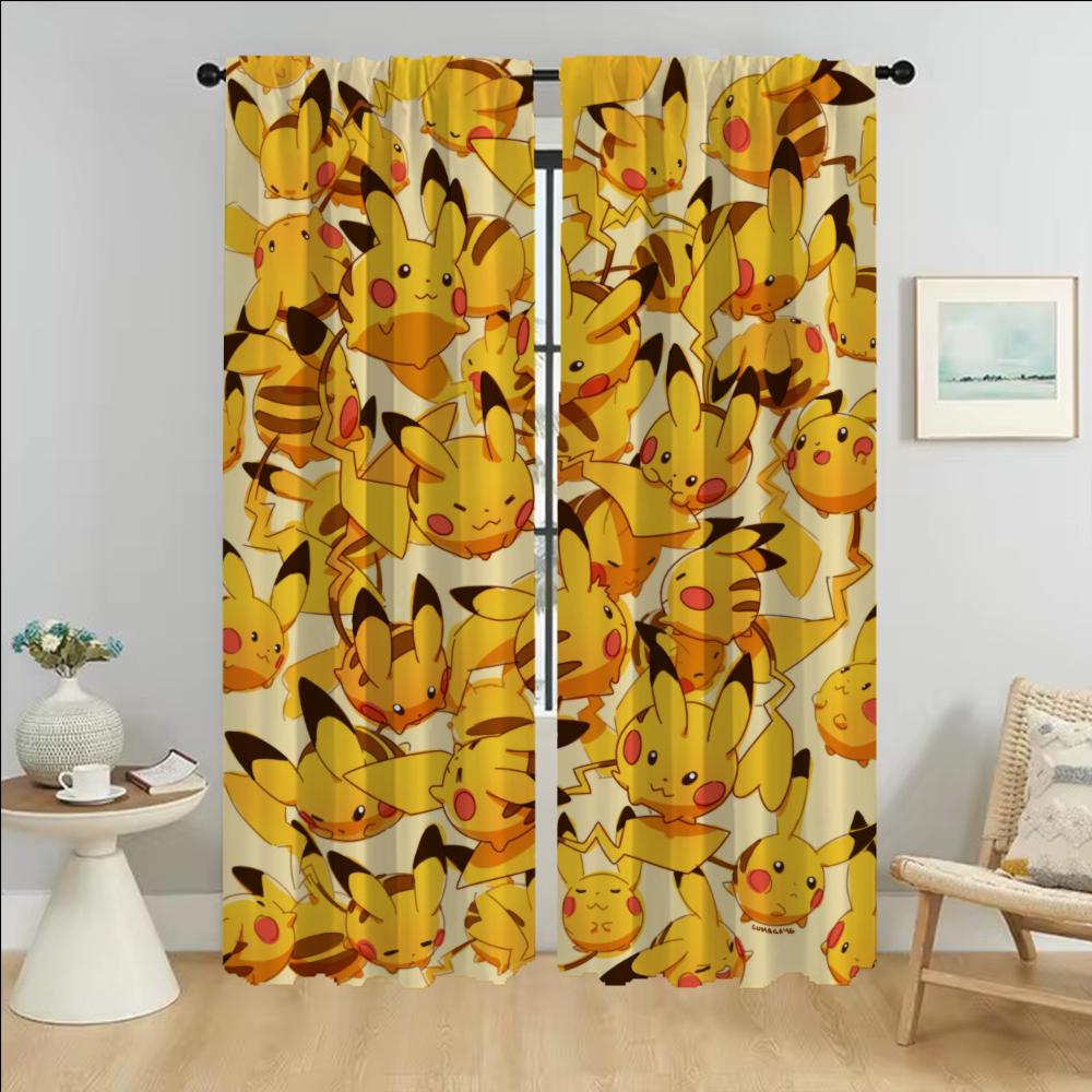 Плотные шторы для комнаты 2 панели P-pokemones Противомоскитные шторы Разделительные шторы для домашнего интерьера Тюль для спальни Гостиная