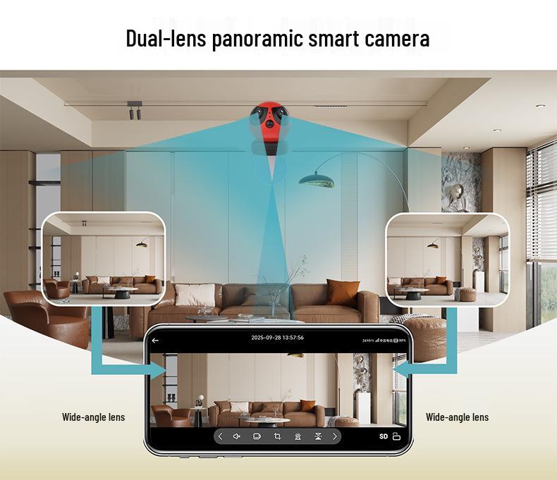 Двухобъективный комнатный видеоняня с удаленной сигнализацией и широкоугольной камерой
