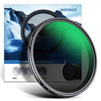 NEEWER 77мм Переменный ND-фильтр Без неравномерности HD оптическое стекло 30-слойное нанопокрытие Водостойкий, устойчивый к царапинам, ультрачистящая салфетка в комплекте ND8-ND128 (3-7