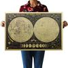 Exquisite Retro Large Vintage Paper Earth's Moon World Map Poster Elegant Home Decor