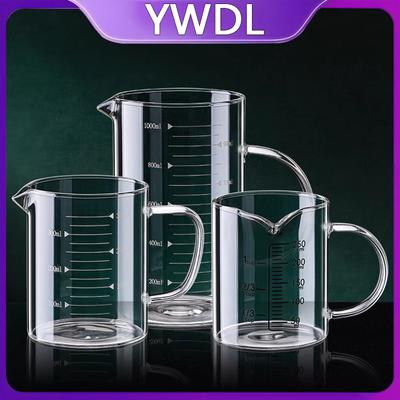 1/2 шт. Стеклянный мерный стакан с ручкой, термостойкий лабораторный стакан, кухонная мерная кружка для молока и кофе 250/350/500/1000 мл