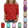Print Tops For Youth Girls 5-16 Years Round Neck 3/4 Sleeves T-Shirts Trendy Tops Outfit Tees