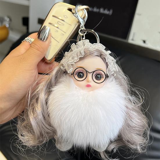 Keychain Pendant Girl Style Plush Doll Charm Soft Stuffed Key Holder Backpack Car Wallet Bag Accessory
