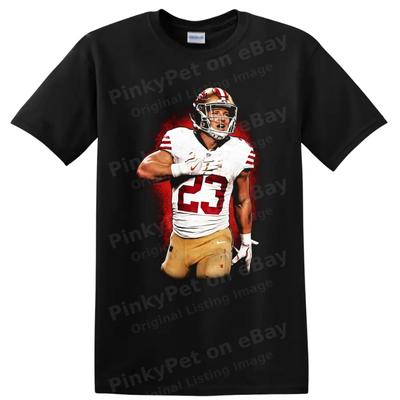 Christian McCaffrey 49ers Football T Shirt NFL Action Player Portrait Tee