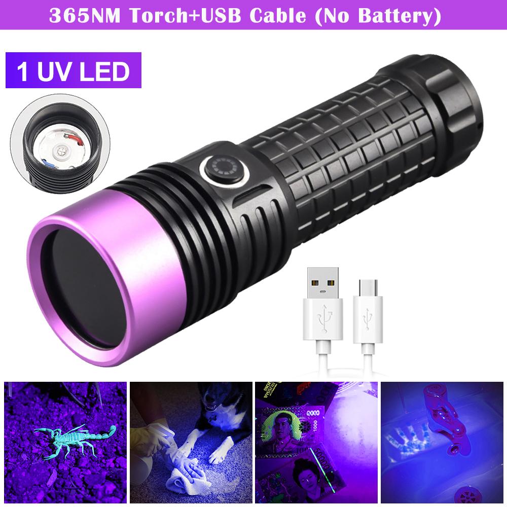 30W Mini UV Flashlight 365nm Ultraviolet Blacklight USB Rechargeable Purple Linternas Carpet Pet Urine Detector Catch Scorpions