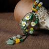 Винтажное ожерелье с цветком и ракушкой, женское зеленое длинное ожерелье, кулон, веревочная цепочка, ожерелье с этническим камнем, модные украшения
