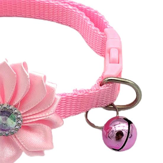 Ошейник для домашних животных, инкрустированный стразами, нарядный, красивый, для домашних животных, собак, кошек, отделочный цветочный ошейник с колокольчиком