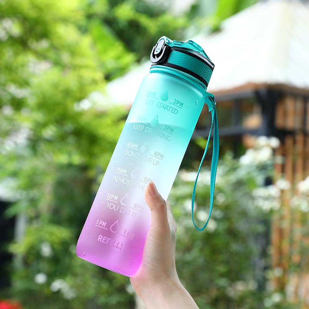 1L Water Bottle With Straw Large Capacity Cup With Hand Strap For Riding Leak Proof Drinking Outdoor Portable Gym Fitness Jugs