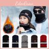 Beanie Winter Mens Hat And Scarf Set Warm Fleece Knitted Cap Couple Unisex