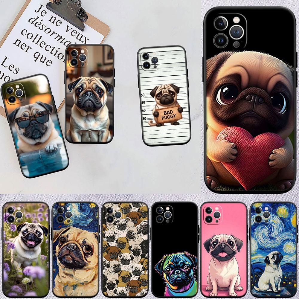 LO27 Cute Pug Dog Soft Shell Phone Case for Xiaomi Poco C40 C50 C51 C55 C65 C71 C75 F3 F5 F6 F7 M2 M3 Pro Ultra