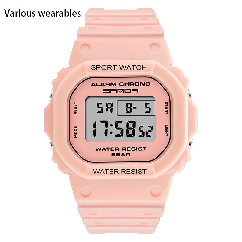 Квадратные многофункциональные электронные часы спортивные часы водонепроницаемые светящиеся в темноте студенческие модные часы