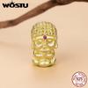 WOSTU 925 Sterling silver 18K gold Religious Golden Buddha Charm Vajra Pendant Swastika Stopper Bead Fit Leather Bracelet DIY