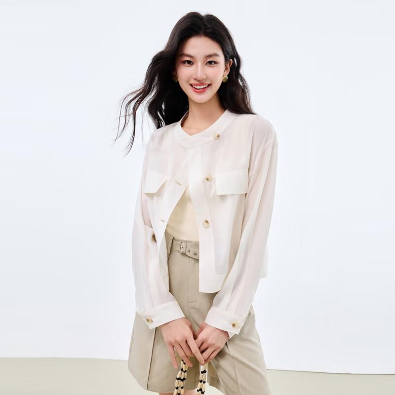 Qiusui Yiren Women's Lightweight Round Neck Short Jacket