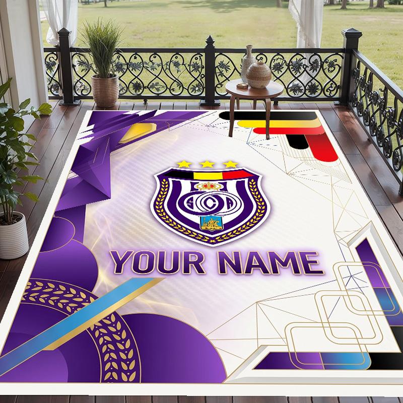 Custom Text Printed Rug Anderlecht FC Non Slip Floor Carpet For Home Room Decor