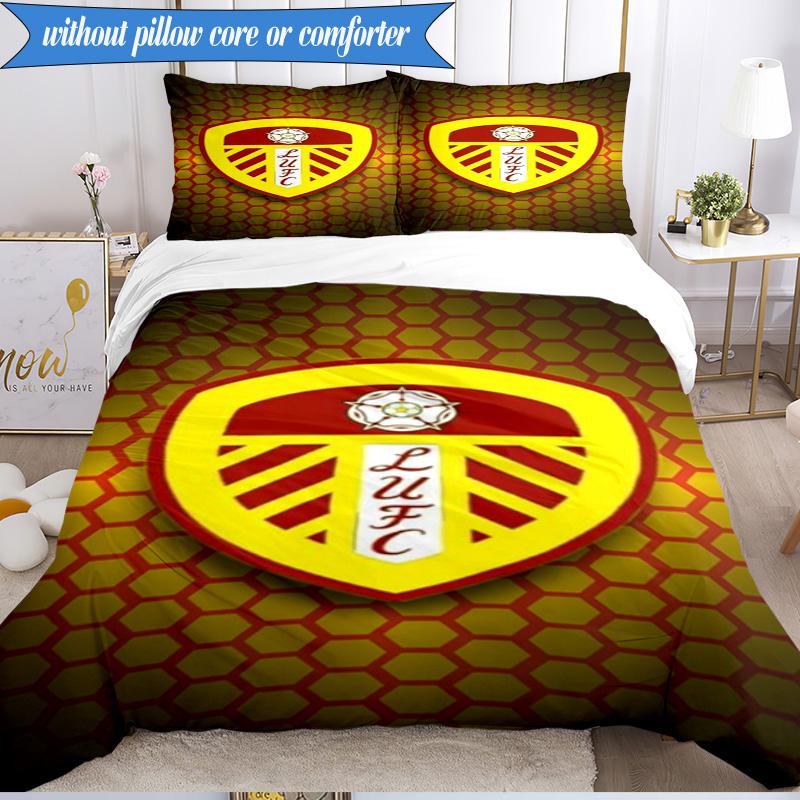 3PCS Leeds Crest Design Printed Soft Bedding Set,Including 1pc Duvet Cover And 2pcs Pillowcases Perfect for Bedroom, Dormitory, Fan gift