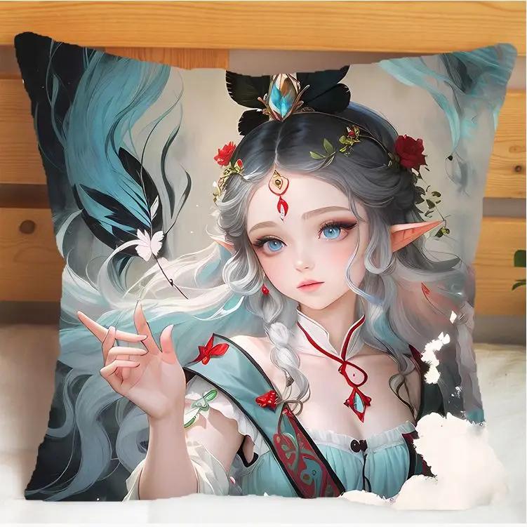 Arena of Valor Honor of Kings Diao Chan Подушка и наволочка Чехол для подушки Двусторонняя печать Плюшевые декоративные подушки 40x40 см